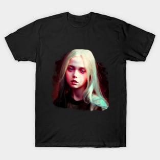 Beautiful portrait of a fantasy girl looking desperately shocked by mind-boggling events T-Shirt